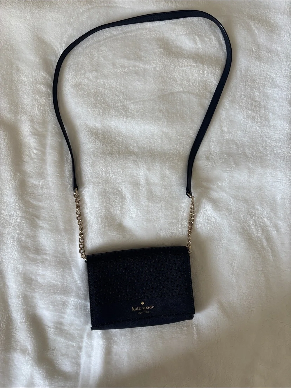 Kate Spade Navy Crossbody Bag with Gold Chain